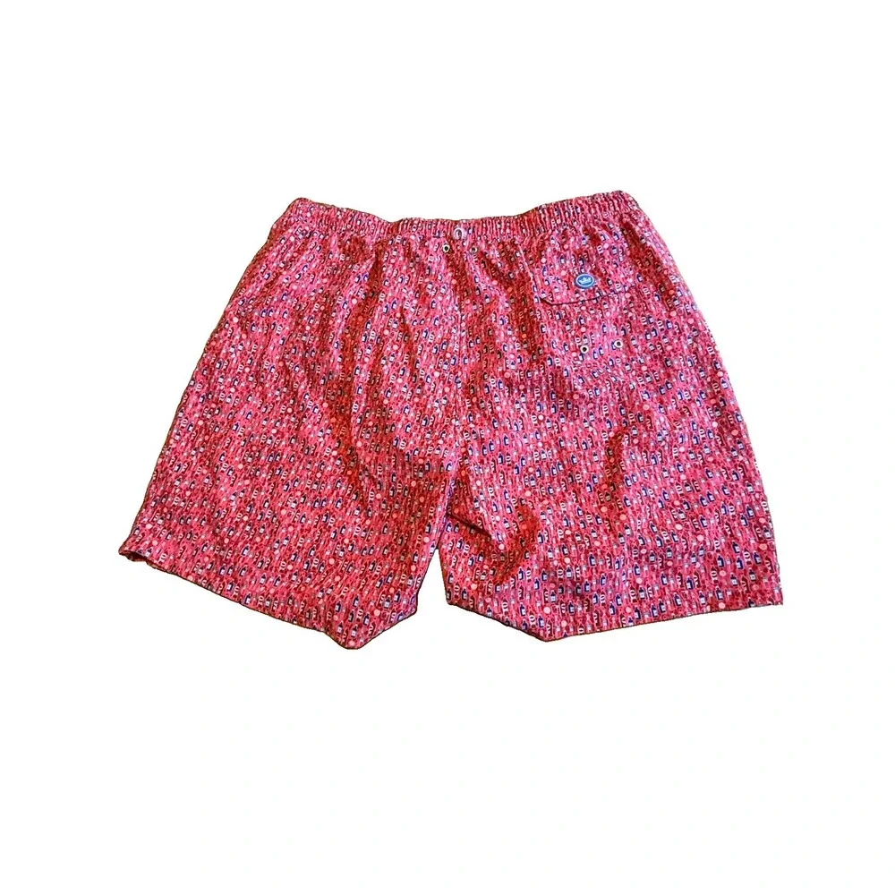 Peter Millar Seaside Aperitif Swim Trunks Shorts Drink Bottles Print Red Men XXL